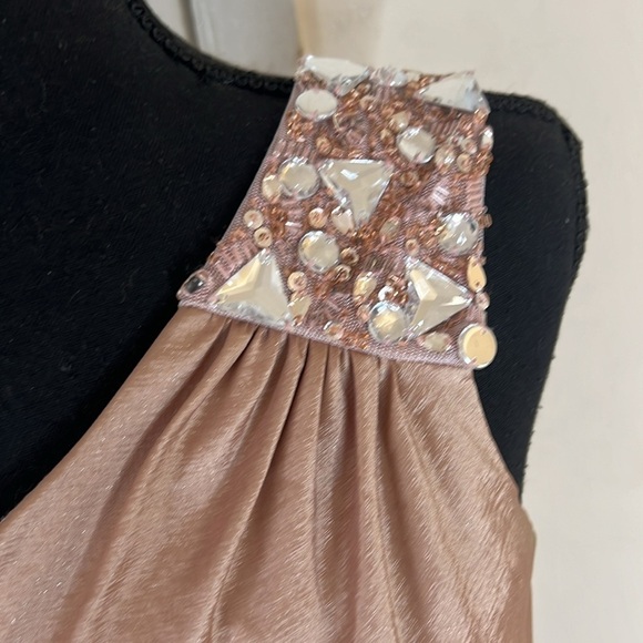 Cache blush pink champagne beaded one shoulder ruched mini dress size 2 - Picture 4 of 10